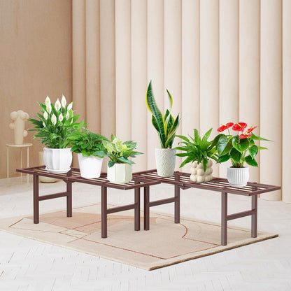 2 Pack Metal Plant Stand Outdoor Indoor, 1 Tier Folding Tiered Corner Flower Display Holder Shelf