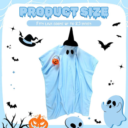 Halloween Porch Goose Outfit Ghost Lawn Goose Clothes with Pumpkin Bag for 23" Disco Plastic/Cement