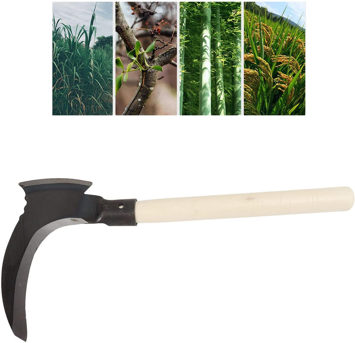 Weeding Sickle, High Manganese Steel Double Sickle Gardening Multipurpose Manual Agricultural