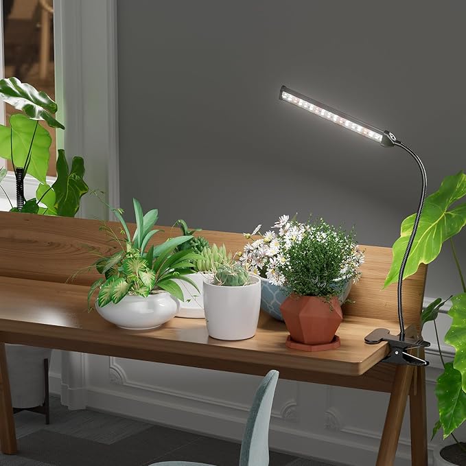 GooingTop Grow Light for Indoor Plants Growing,5000K White Full Spectrum Gooseneck Plant Lamp