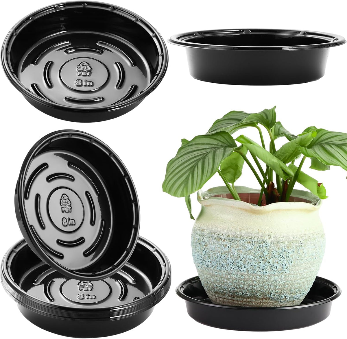 Plant Saucer 15 Pack Plant Trays for Pots 8 Inch Plastic Plant Saucers for Outdoors and Indoors