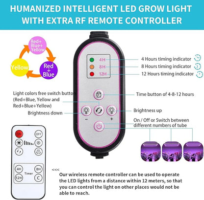 7.8'' LED Grow Light Strips, Grow Lamps for Indoor Plants Full Spectrum, Plant Light with 4/8/12H