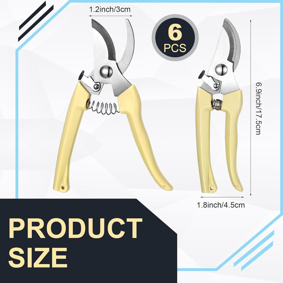 Chumia 6 Pcs Garden Pruning Shears Flower Shears Handheld Heavy Duty Garden Scissors Stainless