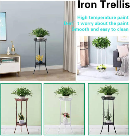 YANMENG Metal Iron High Plant Stand Indoor Outdoor, Sturdy Planter Stand, Corner Display Shelf