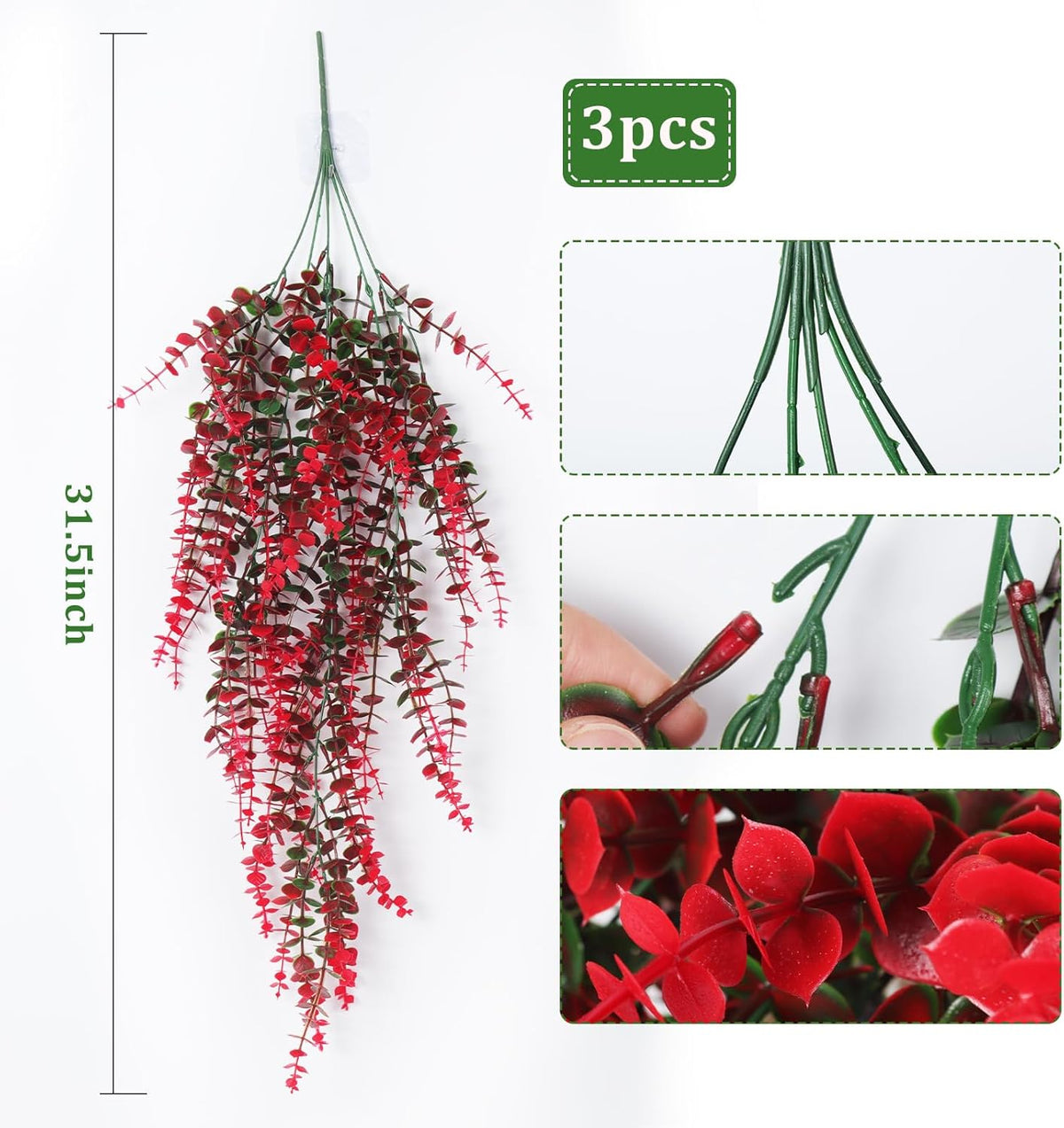 Hanging Artificial Plants Fake Vine Hanging Eucalyptus Leaf Plant Artificial UV Resistant Hanging