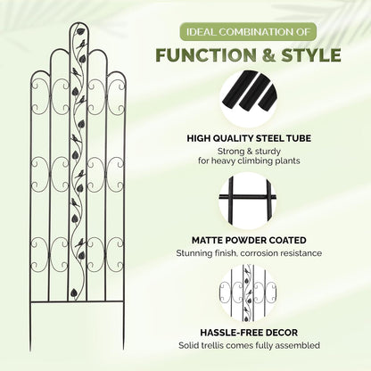 Idzo 71 in. Decorative Metal Trellis for Climbing Plants Outdoor, Heavy-Duty Steel Garden Trellis