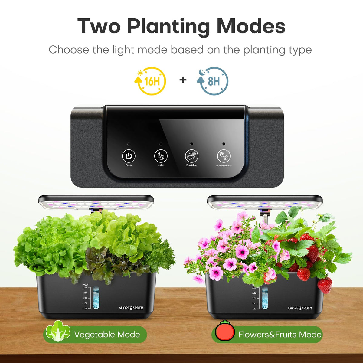 Ahopegarden Indoor Garden Hydroponics Growing System: 10 Pods Kit with LED