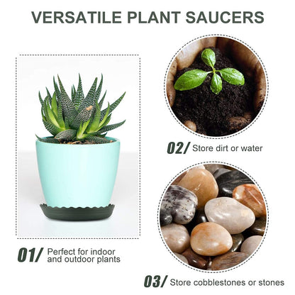 ECOESPTI 12Pcs Plant Saucer, 6 8 10 Inch Durable Plastic Plant Tray, Black Round Plant Pot Saucers
