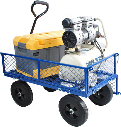 Heavy-Duty Solid Tire Garden Dump Cart - 4.86 cu. ft. Yard Wagon Cart with 600 LBS Capacity &