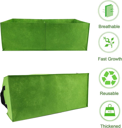 Plant Grow Bags, 5 Pack Fabric Raised Planting Bads, 2 Holes Rectangle Grow Bag, 10 Gallon