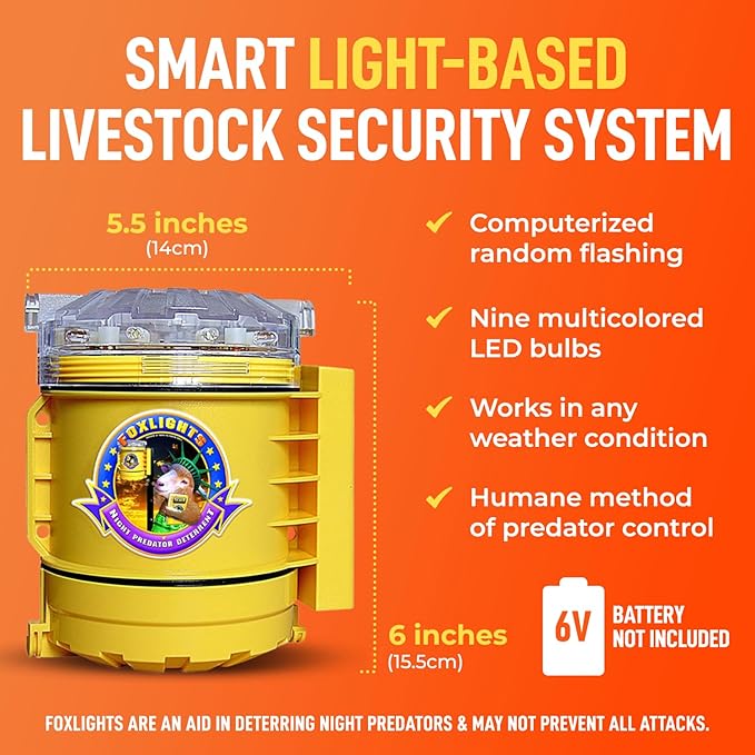 Foxlights Non-Solar Predator Deterrent Light – LED Night Guard Repeller for Chicken Coops, Poultry