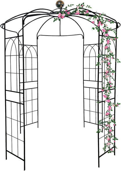 Metal Gazebo Birdcage Shape, Garden Trellis Arbor Arch for Climbing Plants Stand Rack Pergola