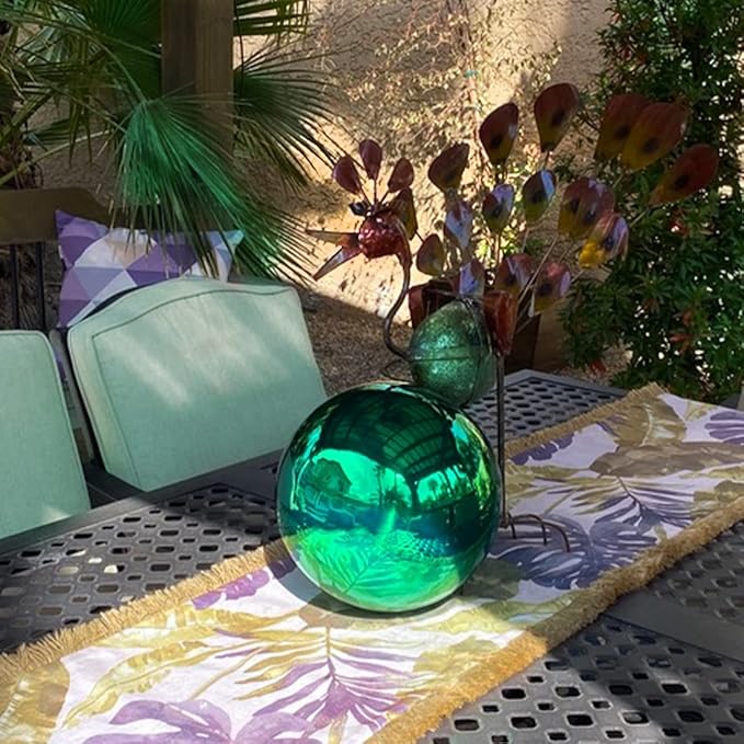 Lily's Home Stainless Steel Gazing Globe Mirror Ball, Colorful and Shiny Addition to Any Garden or