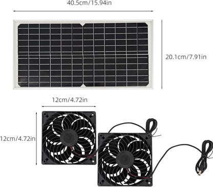 20W Solar Exhaust Fan for Chicken Coop, Sheds, Greenhouses, Dog Houses, Windows, Attics, Solar
