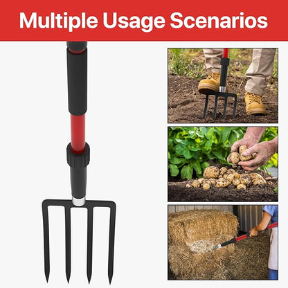COSITA Pitch Fork for Garden, 44-Inches Pitchfork with Fiberglass Handle, Gardening Spading Fork