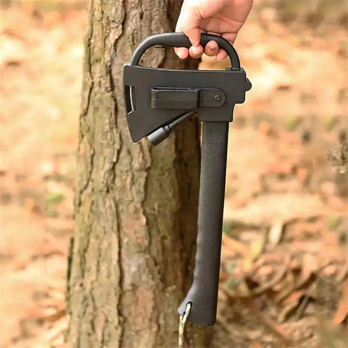 Camping Axe, Survival Hatchet, 4 in 1 Full Tang Tactical Axe with Durable Steel Head & Non-Slip