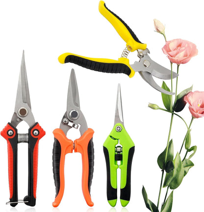 4 Pack Garden Pruning Shears Stainless Steel Clipper Kits, Handheld Garden Trimming Scissors with