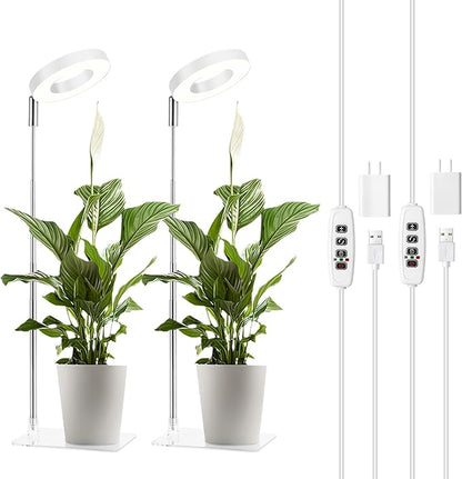 3.54" White Grow Light, Full Spectrum Plant Lights for Indoor Growing with 3/9/12H Timer, 3 Color