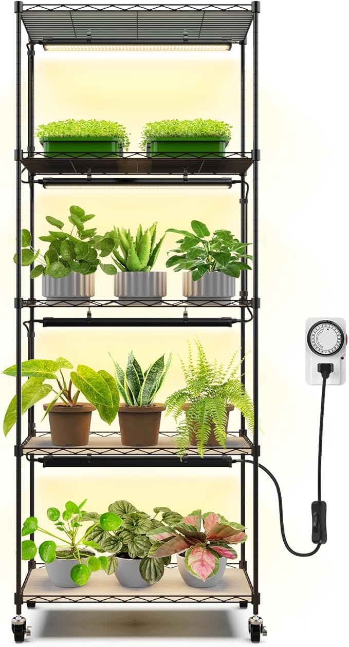 Barrina CX91 5-Tier Plant Stand with Grow Lights for Indoor Plants, Metal Plant Shelf Display Rack