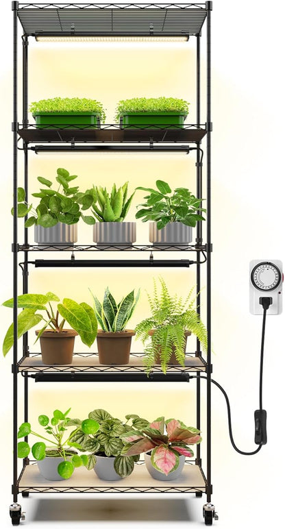 Barrina CX91 5-Tier Plant Stand with Grow Lights for Indoor Plants, Metal Plant Shelf Display Rack