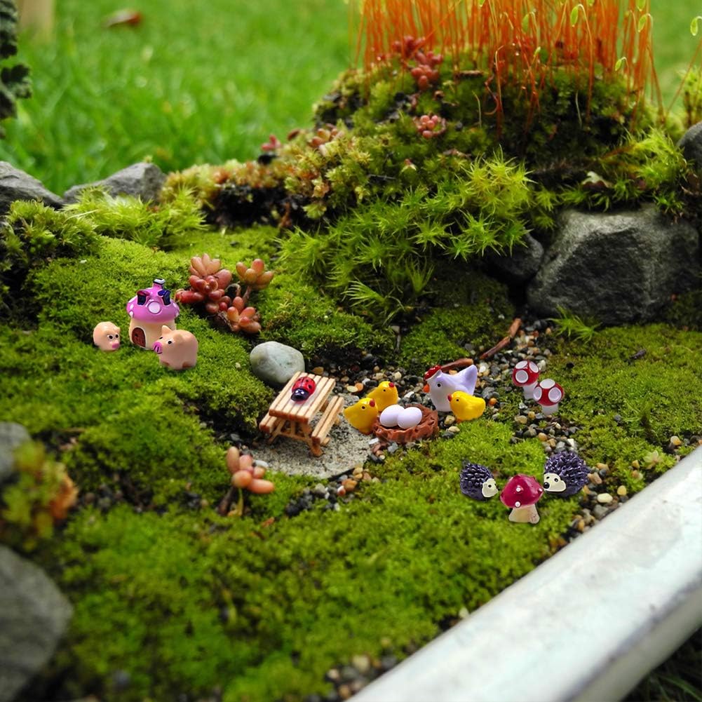 Dracarys Selected 100 Pcs Fairy Garden Accessories, Mini Resin Animals, Miniature Figurines, Micro