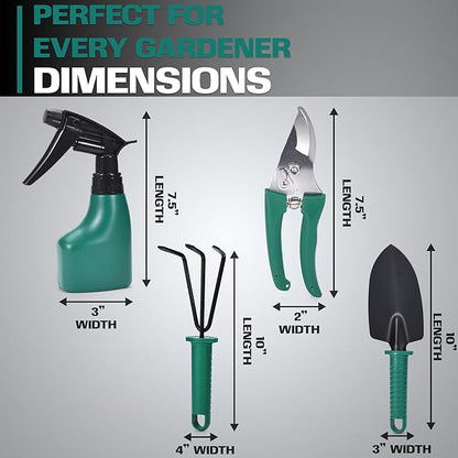 2wayz Garden Tool Set - 5-Piece Durable Gardening Hand Tools - 3x12x7-inch Gardening Kit with