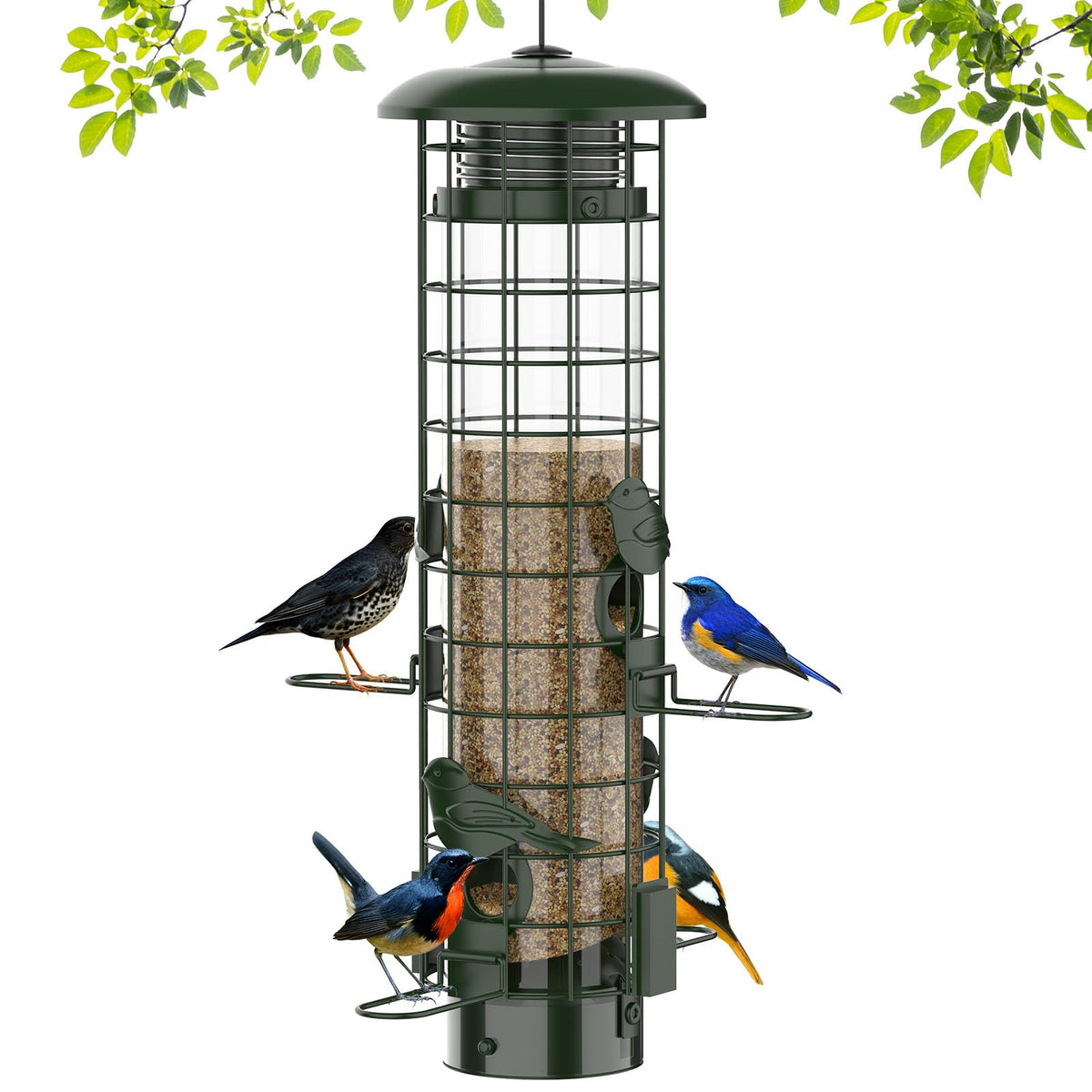 Squirrel Proof Bird Feeder,Metal Mesh Bird Feeders for Outdoors Hanging,Gravity Protection Squirrel