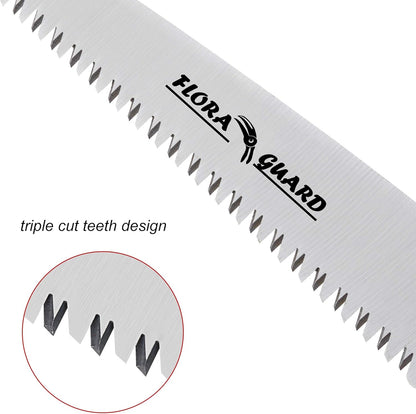 FLORA GUARD 7.7-Inch Folding Saw, Pruning Hand Saw with Triple-Cut Razor Teeth for Wood Cutting