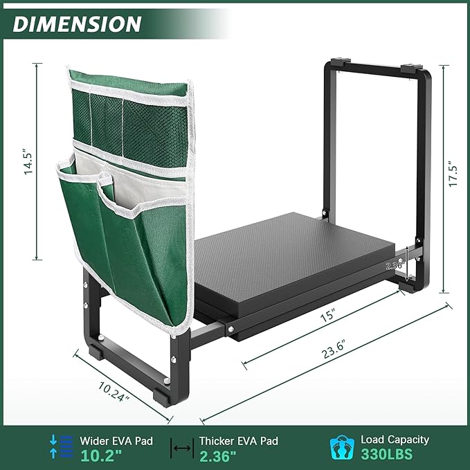 FLINTER 10.2" Wider Garden Kneeler and Seat, Upgraded Heavy Duty Thick Gardening Bench for Kneeling
