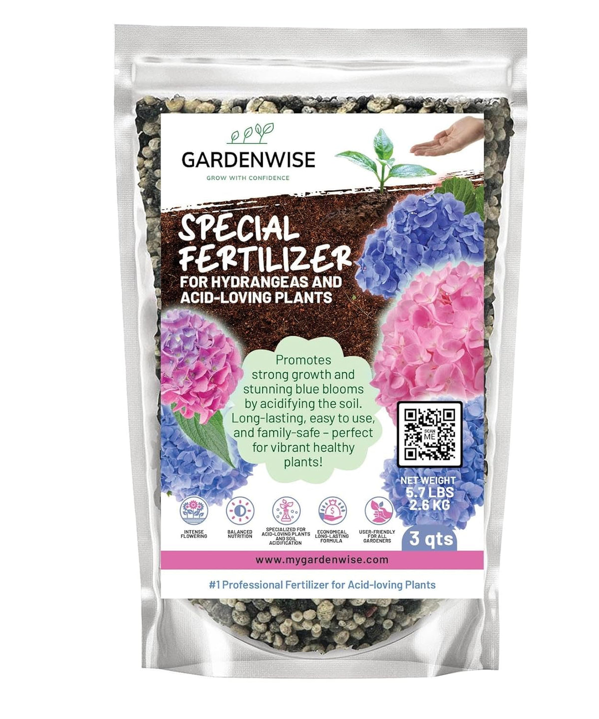 Slow Release Hydrangea Fertilizer with Iron & Sulfur – Indoor & Outdoor Soil Acidifier for Miracle