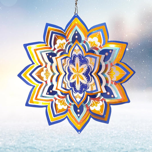 Mandala Wind Spinner - Starry Sky Design | 12-Inch Laser Cut Stainless Steel, Rustproof 3D Kinetic