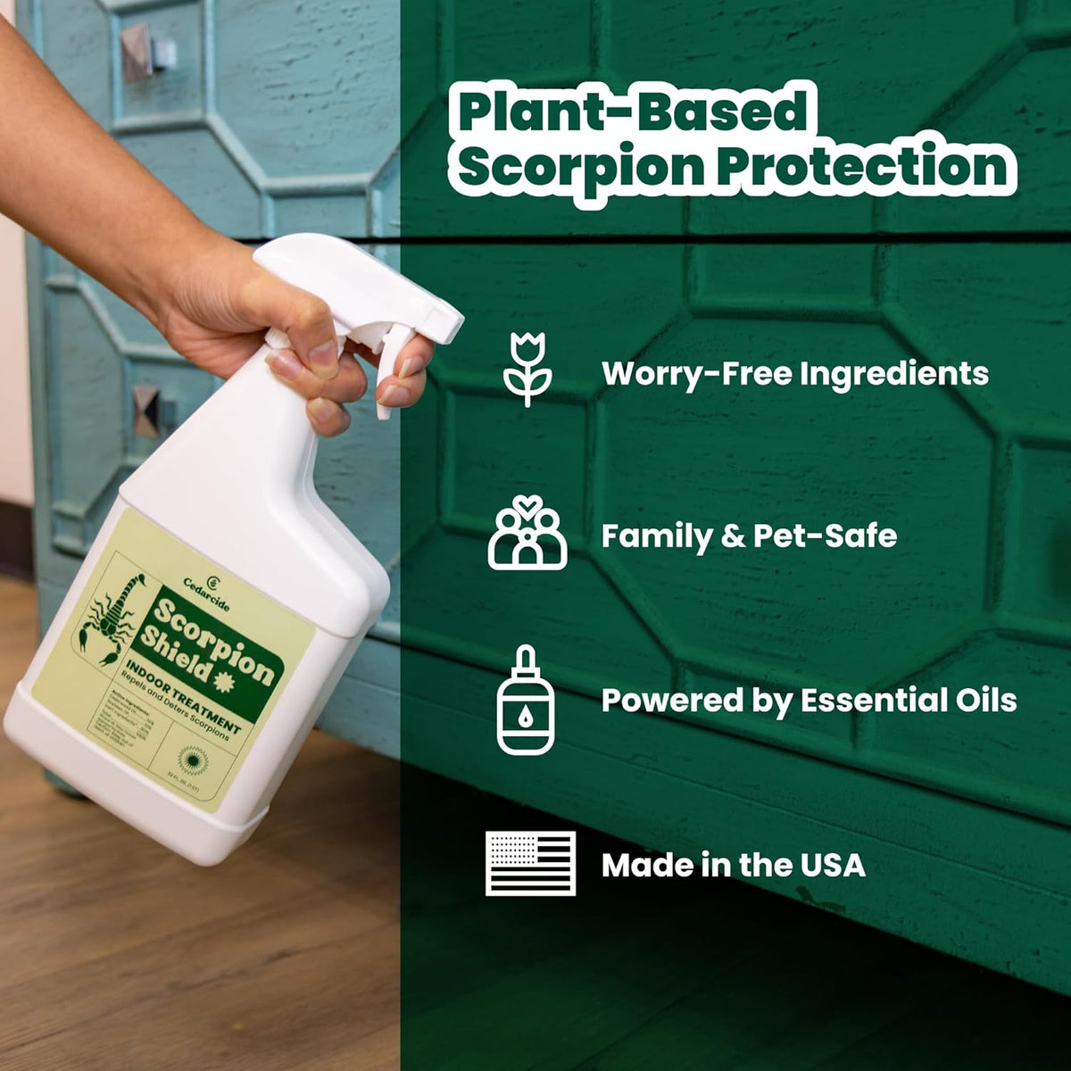 Cedarcide Scorpion Shield (Quart) Indoor Cedar Oil Pest Control Spray - Kills & Repels Scorpions