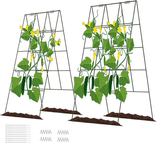 DOEWORKS Cucumber Trellis, 39" High Foldable A Frame Garden Trellis, 2 Pack, Plant Support for