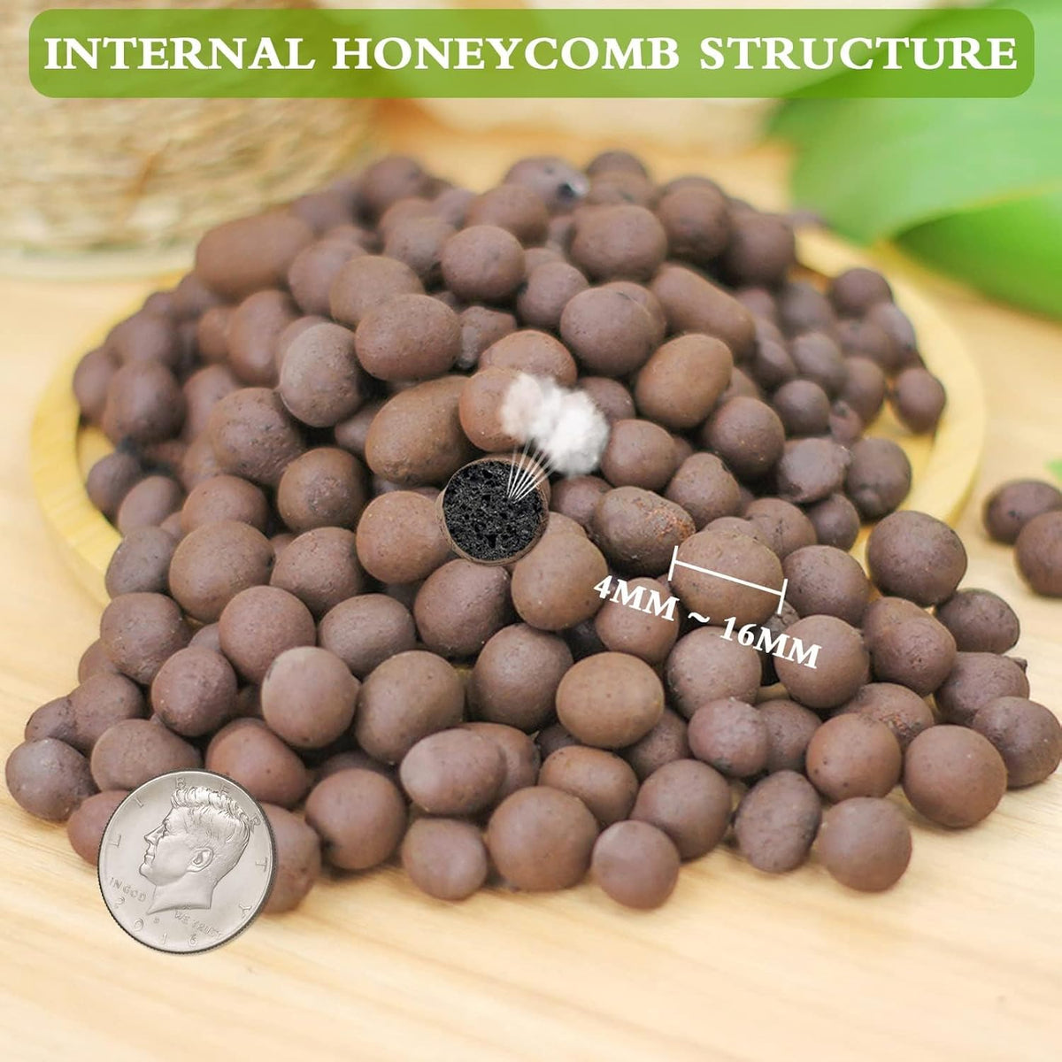 Halatool 10LB Leca Clay Pebbles for Plants 4mm-16mm Clay Balls 100% Natural Hydroton Leca Balls for