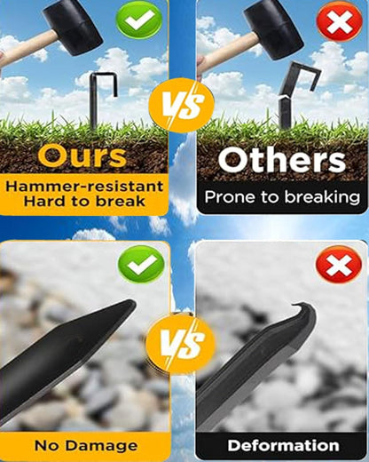 24Pcs Metal Garden Landscape Edging Stakes Black,10in anchoring Stakes Landscape Anchoring Spikes