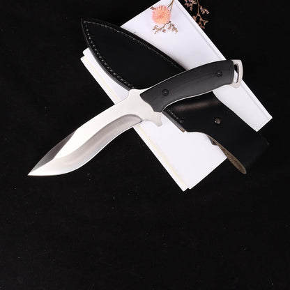 MASALONG kni227 dog leg straight fxied blade Bowie full tang Hunting Knife with Leather Sheath for