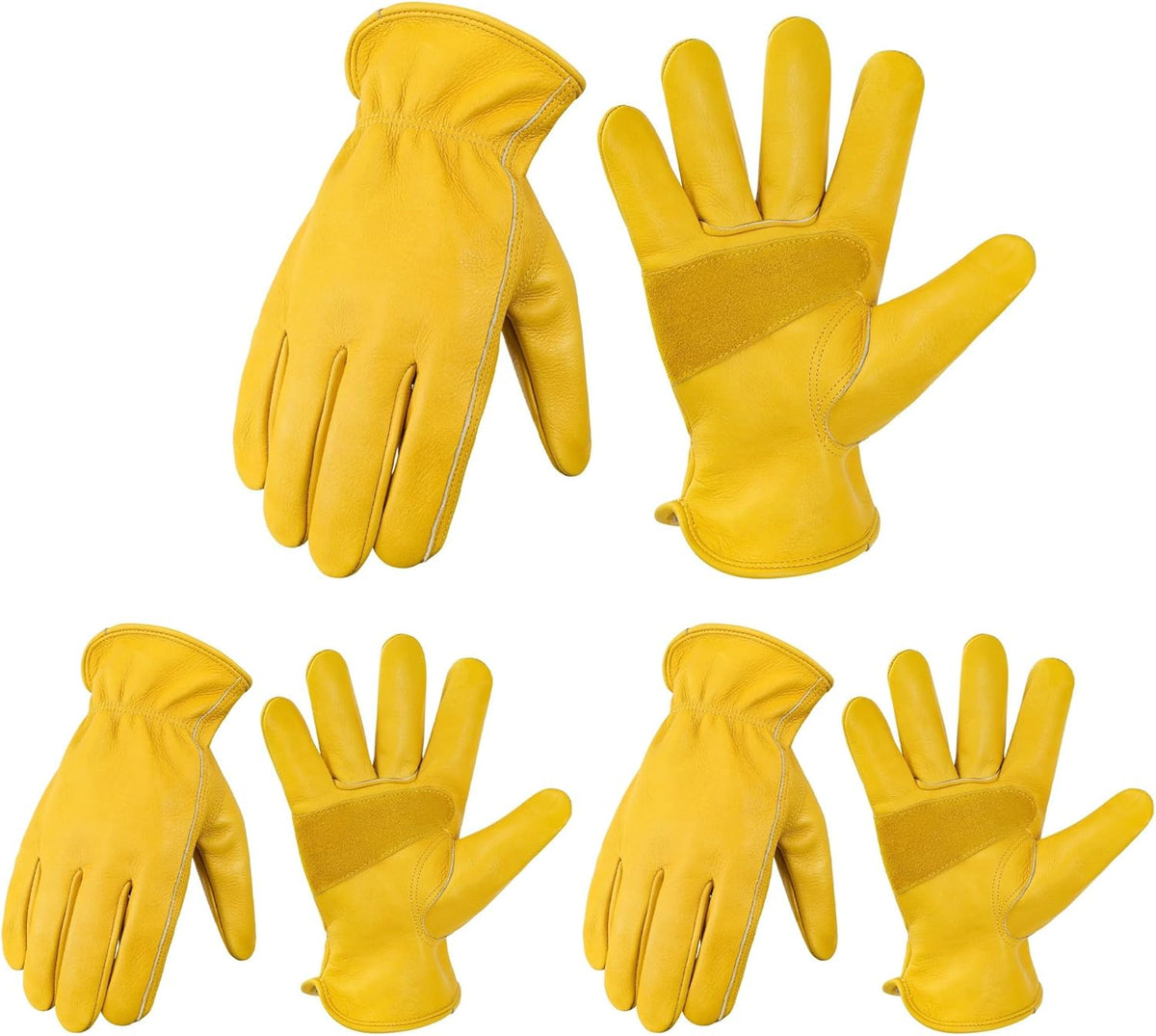 Leather Work Gloves for Men & Women, Reinforced Durable Gardening Gloves,Cowhide Work