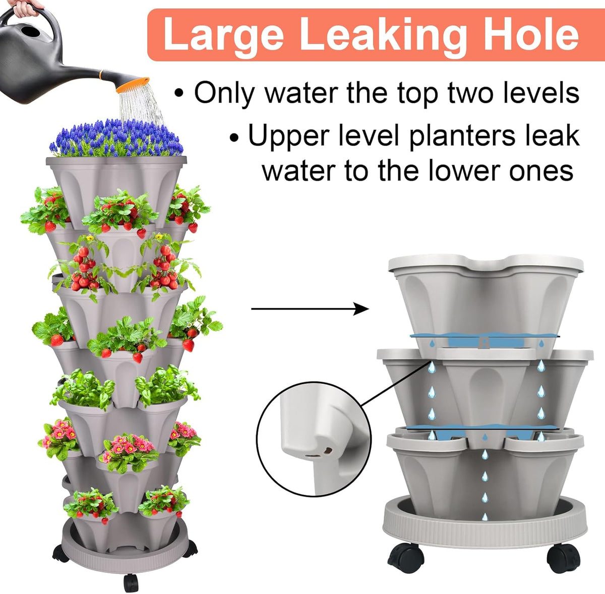 Vertical Planter 7 Tier Stackable Planters Garden Planters Strawberry Herb Flower and Vegetable