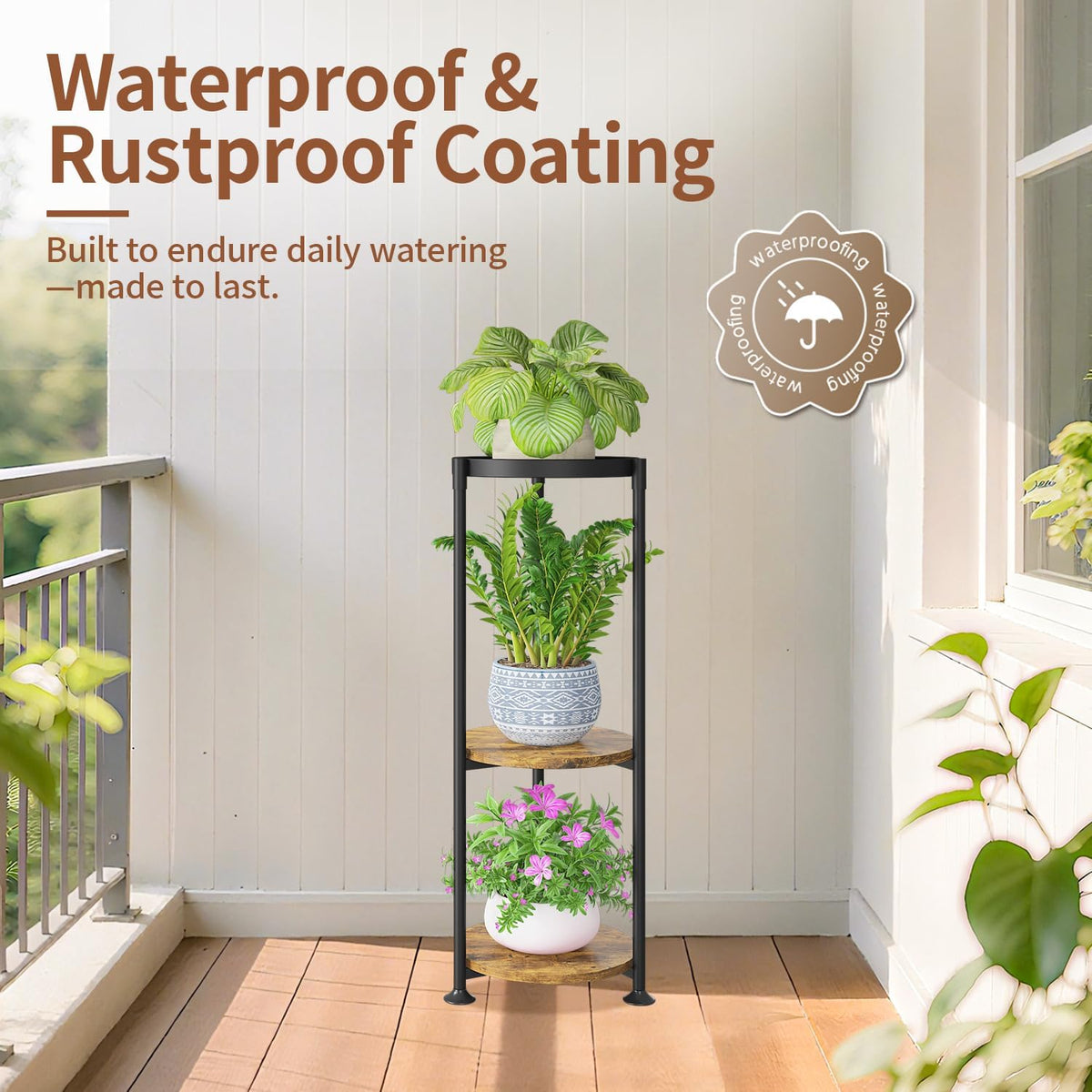LASZOLA 3 Tier Black Plant Stand Indoor for Large Tall Heavy Duty Flower Planter, Metal Vertical