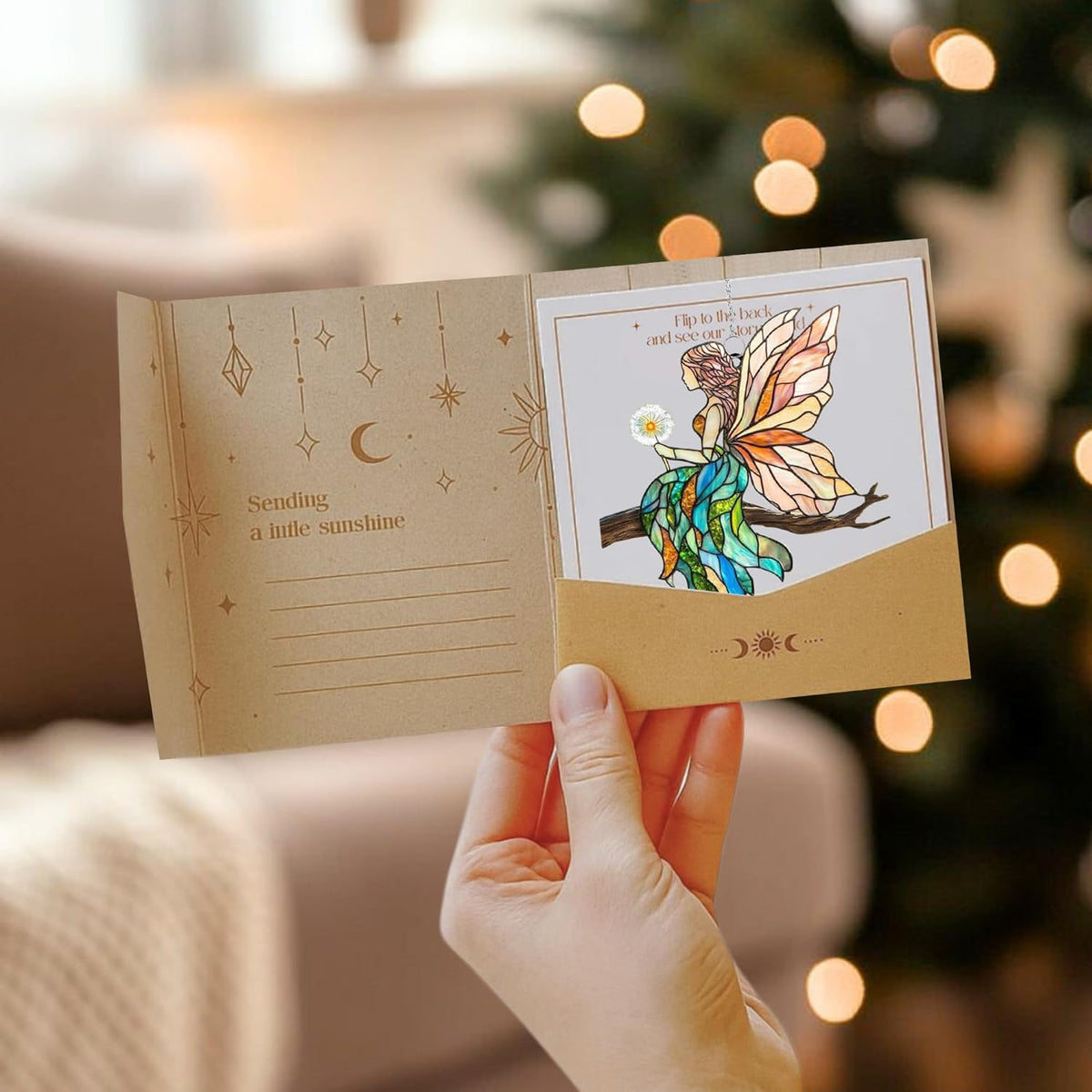 Fairy Cottagecore Acrylic Suncatcher Stained Glass Effect Window Car Hanging Christmas Ornament