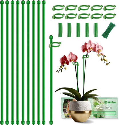 Plant Support Stakes for Indoor Plants SupKing Orchid Sticks with Clips 15 inch 10Pcs Garden Stake