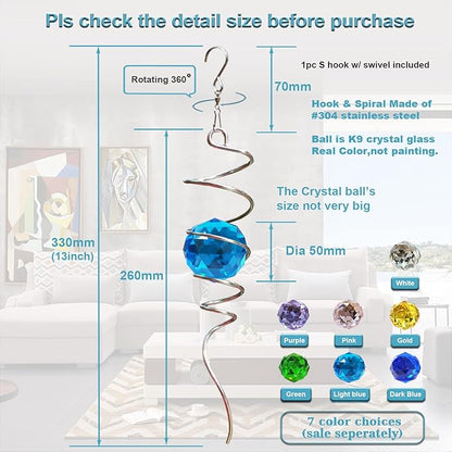 Fonmy Gazing Ball Spiral Tail -Decorative Wind Spinner Sun Catcher Rainbow Maker 11 inch Tail and 2