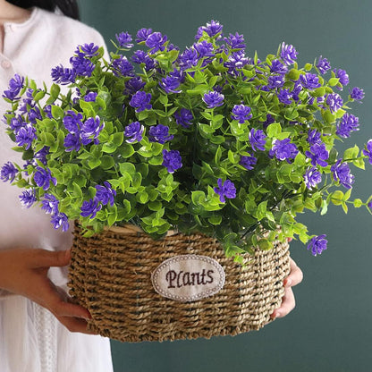 12 Bundles Artificial Flowers Faux Outdoor Plastic Plants UV Resistant Shrubs,Artificial Plants