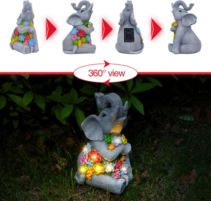 Womens Gifts Solar Statues for Garden Decor, Outdoor Elephant Sculptures for Clearance Lights for