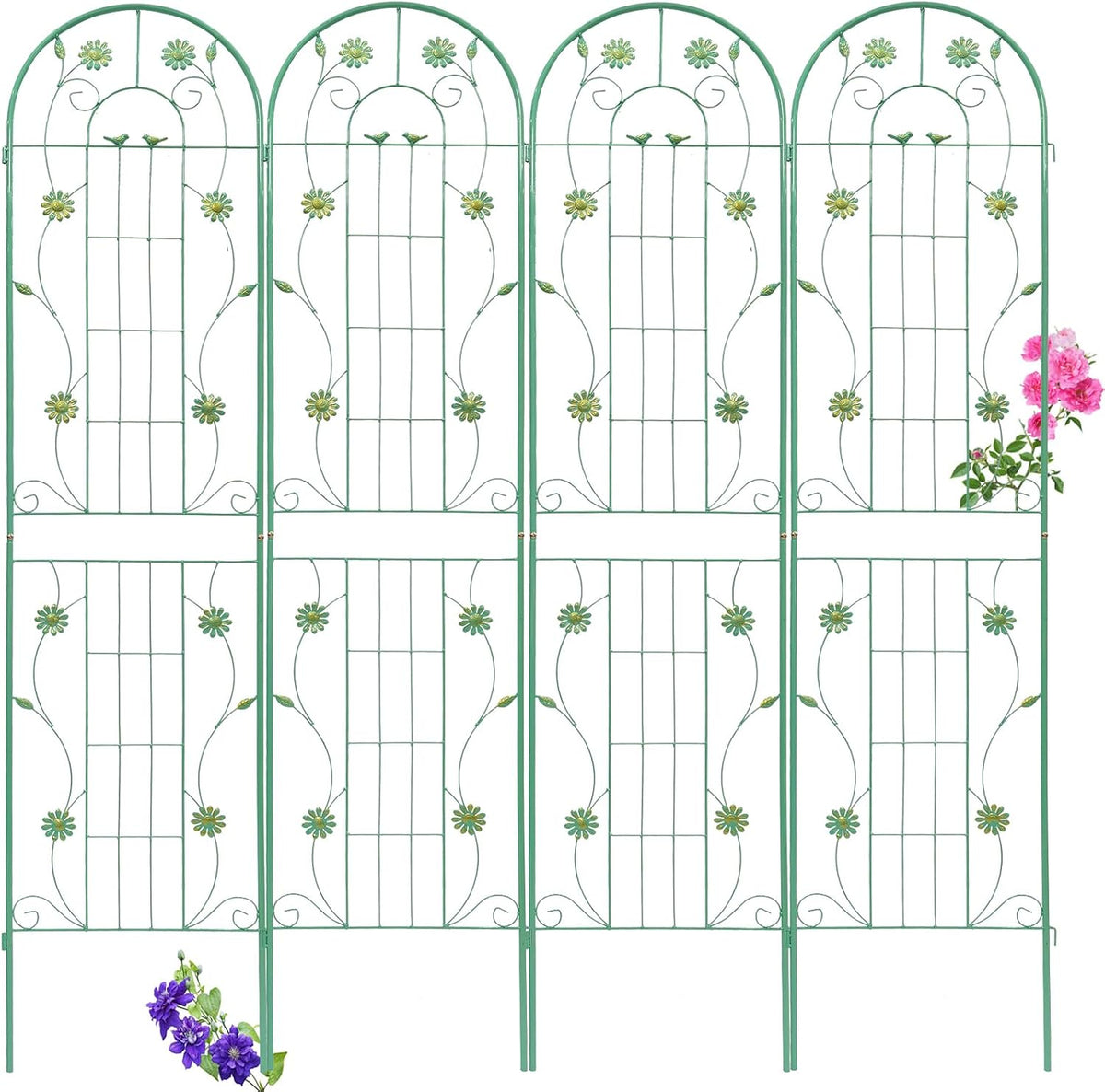 4 Pack Metal Garden Trellis 71" H Garden Fence Rustproof Trellis for Climbing Plants Support Roses