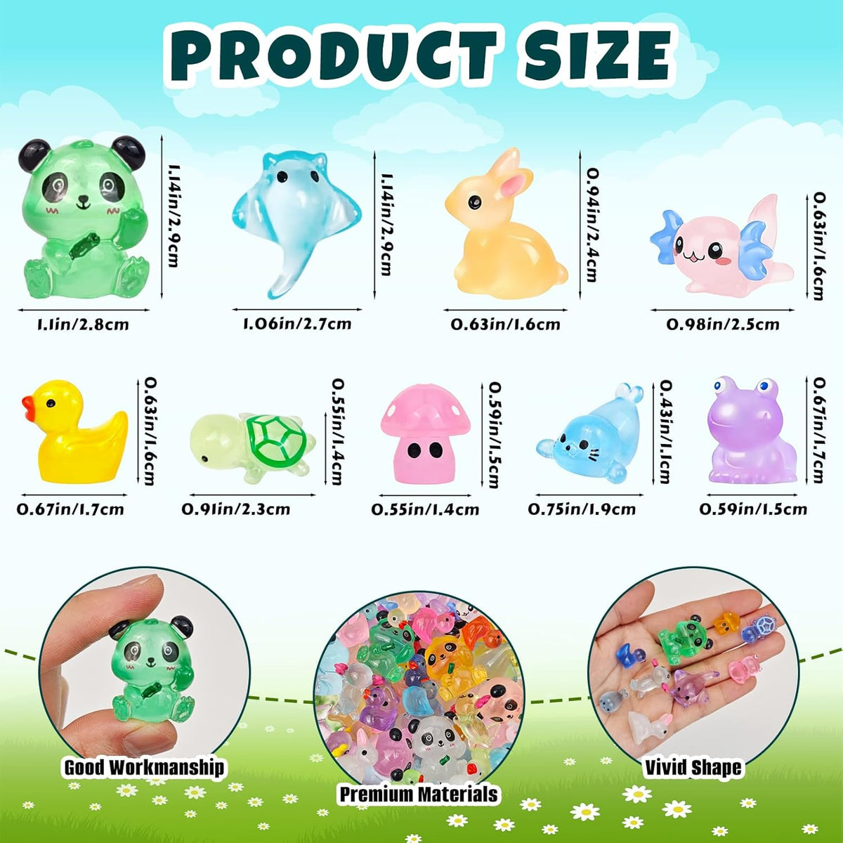 120 Pcs Luminous Mini Resin Animals Glow in The Dark Small Little Tiny Resin Figurines Ducks