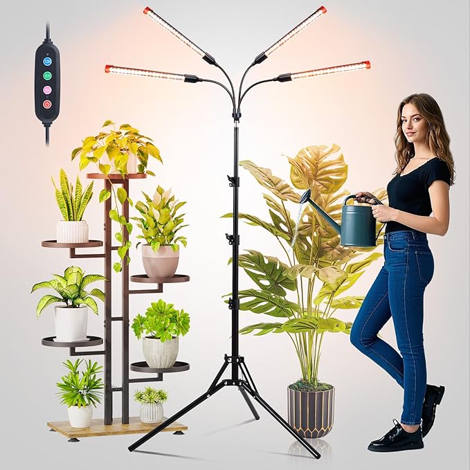 FECiDA Gamechanger! 36W 4Head Grow Light with Tripod Stand, 2025 Big Coverage LED Grow Lights for