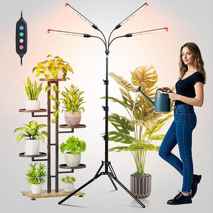 FECiDA Gamechanger! 36W 4Head Grow Light with Tripod Stand, 2025 Big Coverage LED Grow Lights for