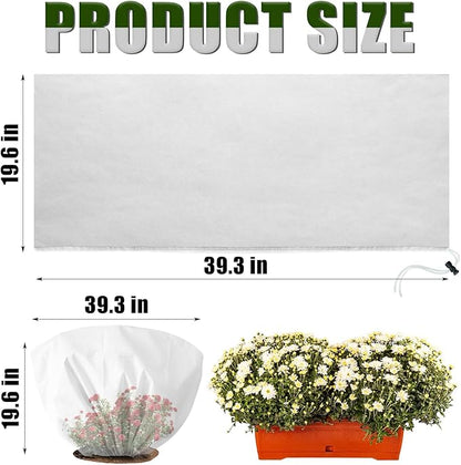 8 Pcs Plant Covers Frost Protection Bag 39.3" x 19.6" Winter Reusable Plants Jacket with Drawstring