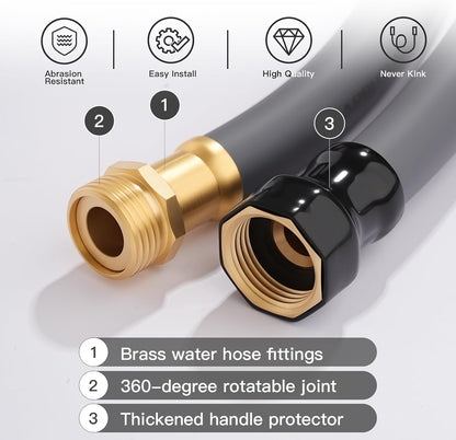 Garden Hose 5/8" x 75ft - No-Kink Flexible Water Hose 600 PSI Burst Pressure, Lightweight & Durable